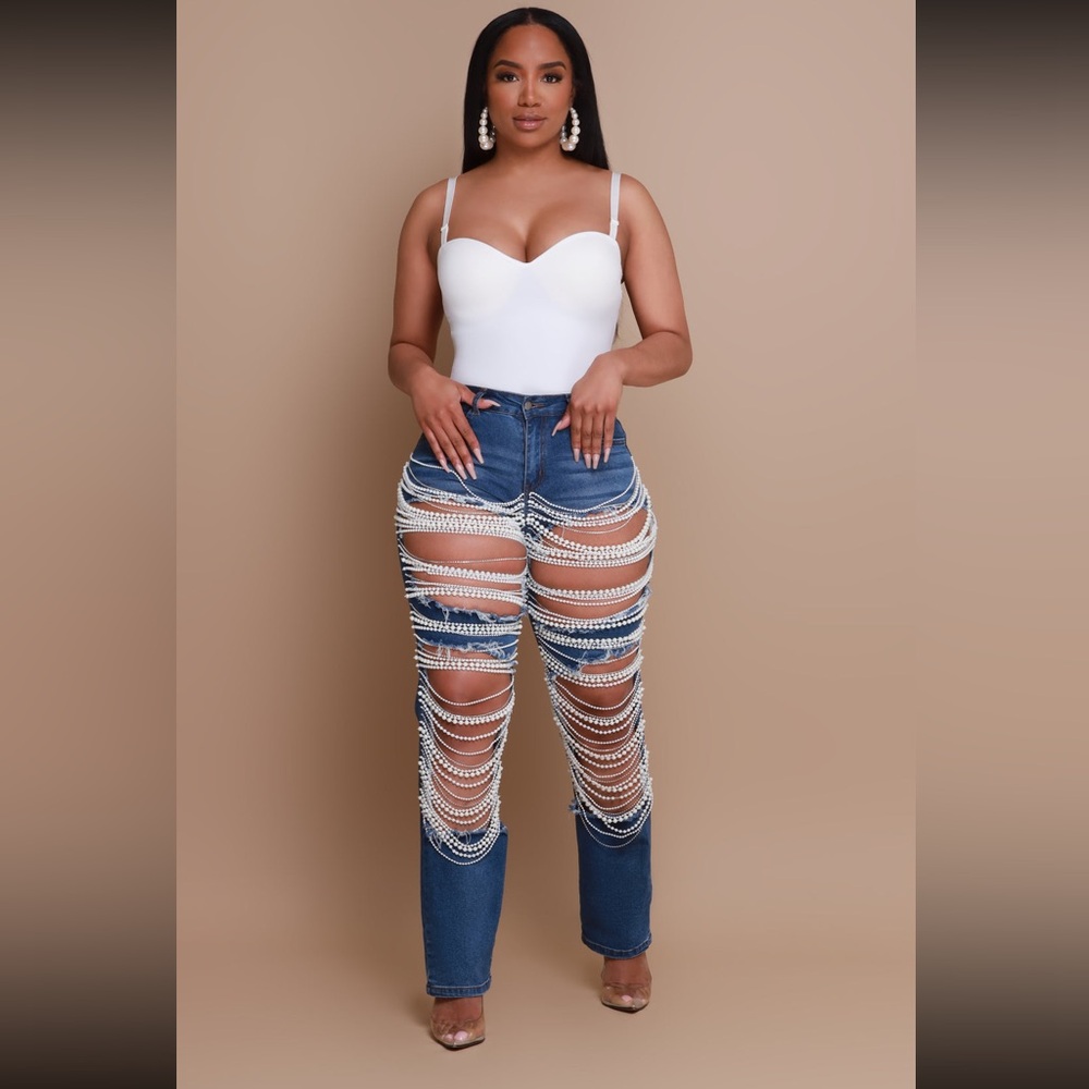 Swank A Posh Per Usual Pearl Jeans